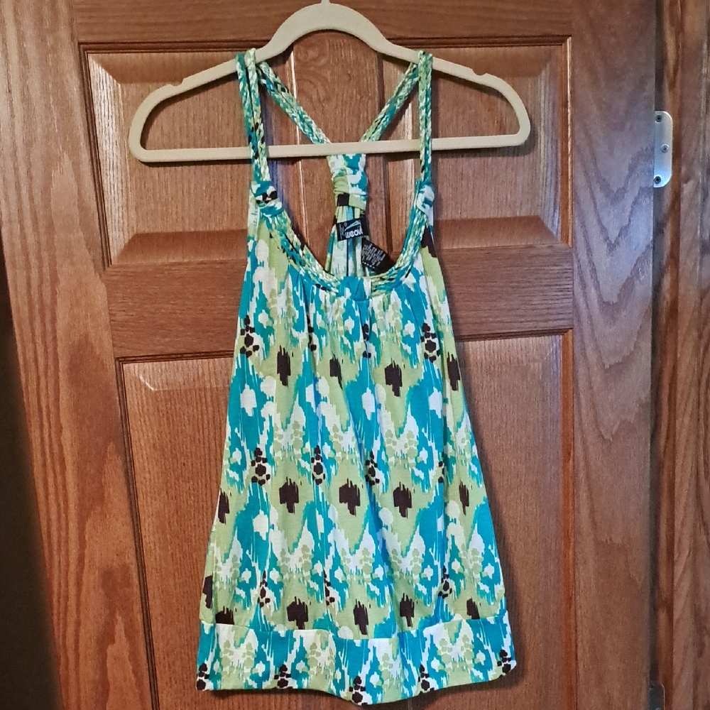 Women’s Green & Teal Printed Tank Top - Strappy Back